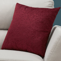 18"x 18" Pillow Dark Red Floral Velvet 1pc