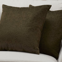 18"x 18" Pillow Dark Green Floral Velvet 2pcs