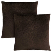 18"x 18" Pillow Dark Brown Floral Velvet 2pcs