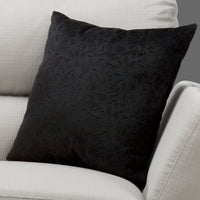 18"x 18" Pillow Black Floral Velvet 1pc