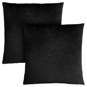 18"x 18" Pillow Black Floral Velvet 2pcs