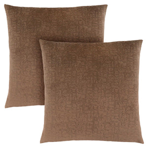 18"x 18" Pillow Light Brown Mosaic Velvet 2pcs