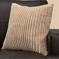 18"x 18" Pillow Beige Ultra Soft Ribbed Style 1pc