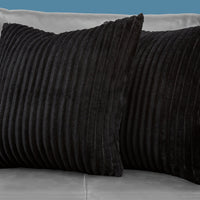 18"x 18" Pillow Black Ultra Soft Ribbed Style 2pcs