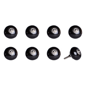 1.5" x 1.5" x 1.5" Ceramic-Metal Black 8 Pack Knob