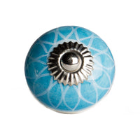 1.5" x 1.5" x 1.5" Ceramic-Metal Aqua &amp; White 8 Pack Knob