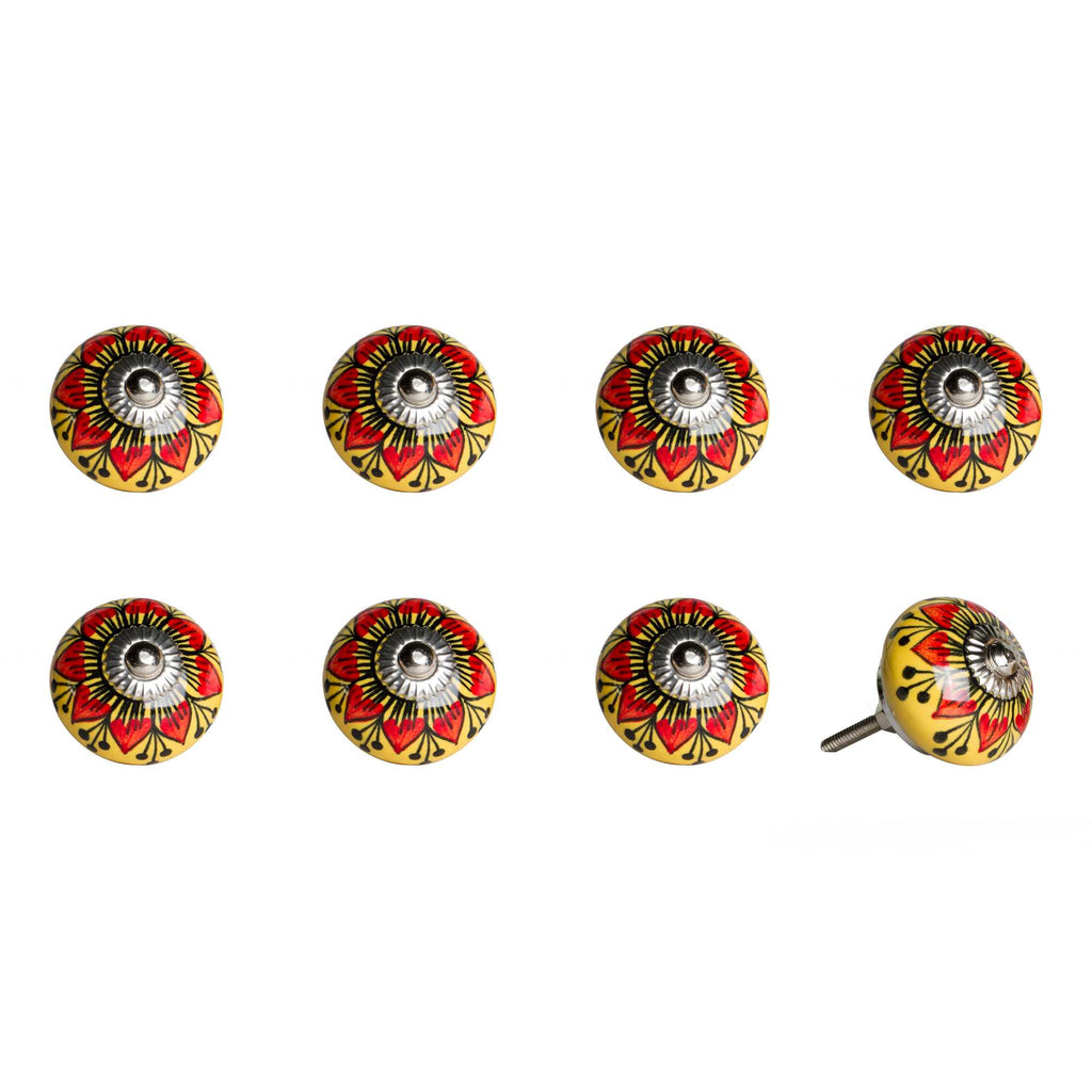 1.5" x 1.5" x 1.5" Ceramic-Metal Multicolor 8 Pack Knob