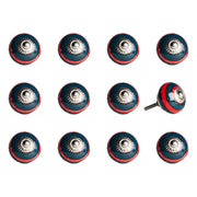 1.5" x 1.5" x 1.5" Ceramic-Metal Navy &amp; Red 12 Pack Knob