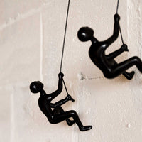 6" x 3" x 3" Resin Black 2 Pack Climbing Man