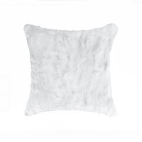 5" x 18" x 18" 100% Natural Rabbit Fur White Pillow