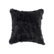 5" x 18" x 18" 100% Natural Rabbit Fur Black Pillow