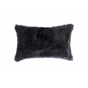 5" x 12" x 20" 100% Natural Rabbit Fur Black Pillow