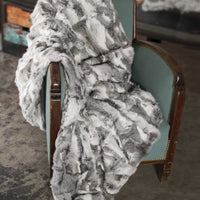 2" x 50" x 60" 100% Natural Rabbit Fur Grey Throw Blanket