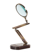 Brass Big Magnifier Glass With Wooden Base