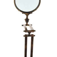 Brass Big Magnifier Glass With Wooden Base