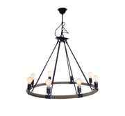 Rustic Farmhouse Wagon Wheel 8 Light Chandelier