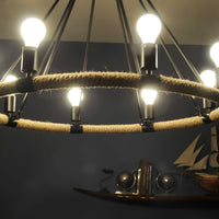 Rustic Farmhouse Wagon Wheel 8 Light Chandelier