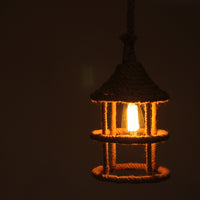 Rustic Natural Rope Lantern One Light Pendant Lamp