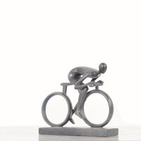 Minimalist Cyclist Cement Finish Statue
