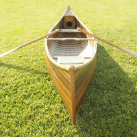 28.5" x 144" x 21"Matte FinishWooden Canoe With Ribs Curved Bow