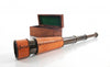 Natural Leather and Brass Handheld Telescope in Wood Box