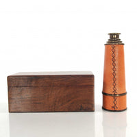 Natural Leather and Brass Handheld Telescope in Wood Box