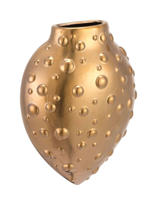 Matte Gold Stoneware Wall Vase