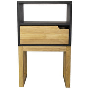 16" X 12" X 26" Black &amp; Natural Solid Wood One Drawer Open Display Side Table