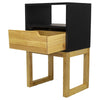 16" X 12" X 26" Black &amp; Natural Solid Wood One Drawer Open Display Side Table