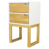 16" X 12" X 26" White &amp; Natural Solid Wood Two Drawer Side Table