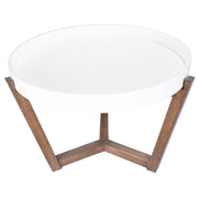 22" X 22" X 16" White &amp; Mocha Solid Wood Round Table