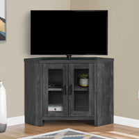 42" X 15.5" X 30" Black Reclaimed Wood-Look Corner Tv Stand