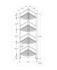 18.5" X 13.5" X 57.75" White Metal Corner Etagere Bookcase