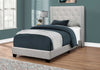 82.75" X 45.25" X 49.75" Light Grey Velvet With Chrome Trim Twin Bed