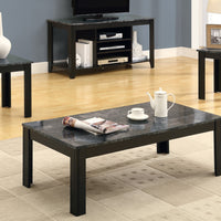 Black Grey Marble-Look Top Table Set - 3Pcs Set