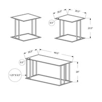 Cappuccino Silver Metal Table Set - 3Pcs Set