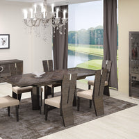 98.5" X 43.5" X 30" Gray Dining Table and 6" Chair Set