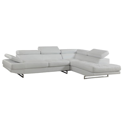 White Faux Leather Stationary L Shaped Two Piece Sofa And Chaise