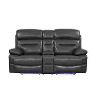 78" X 40" X 41" Gray Power Reclining Console Loveseat