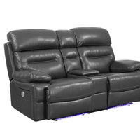 78" X 40" X 41" Gray Power Reclining Console Loveseat