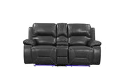 77" X 40" X 40" Gray Power Reclining Console Loveseat