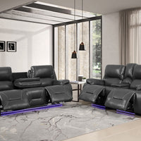 166" X 80" X 80" Gray Power Reclining Sofa Love