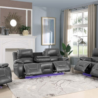 210" X 120" X 120" Gray Power Reclining Sofa Set