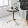 Sleek Round Gray Wood and Goldtone Side End Table 22" H