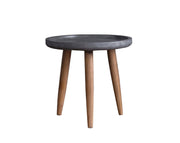 Cement Gray Finish Wooden Side End Table with Round Top