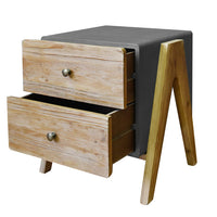 Contemporary A Shape Reclaimed Wood Finish 2 Drawer End Table