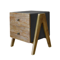 Contemporary A Shape Reclaimed Wood Finish 2 Drawer End Table