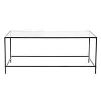 44" X 20.76" X 17.88" Coffee Table in Clear Glass with Black Base
