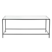 44" X 20.76" X 17.88" Coffee Table in Clear Glass with Black Base