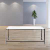 44" X 20.76" X 17.88" Coffee Table in Clear Glass with Black Base